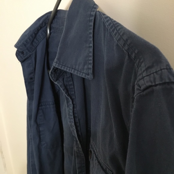 Navy Blue Frank & Oak Long Sleeve Button Up Shirt - Picture 4 of 4